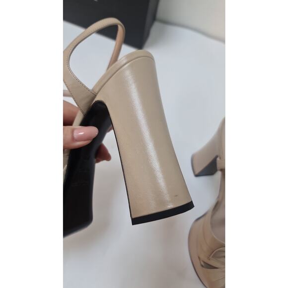 Saint Laurent Beige Leather Candy Bow Platform Sandals  Sz 40 - Picture 11 of 11